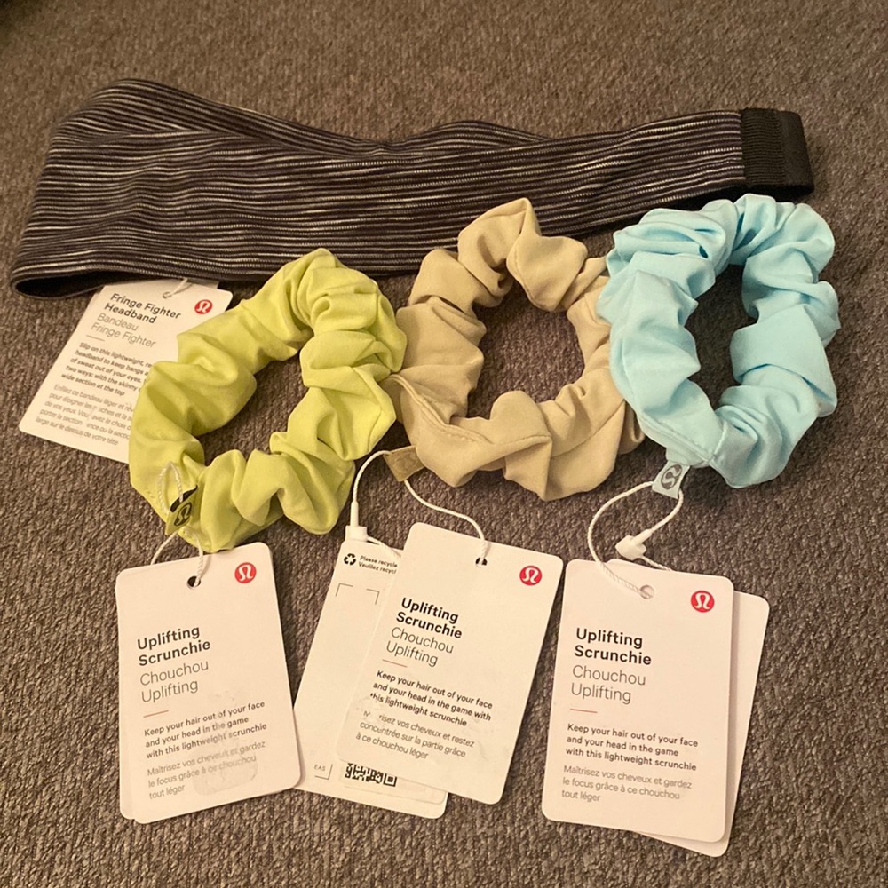 NWT Lululemon 3 Scrunchies and 1 Headband